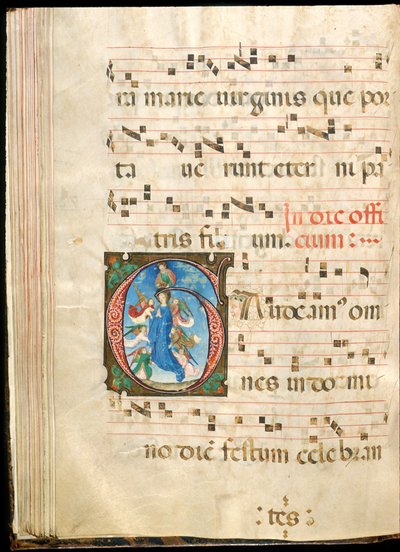 Assunzione della Vergine, f.72v da un graduale, fine XV secolo da Master of the Saluces Hours (attr. to)