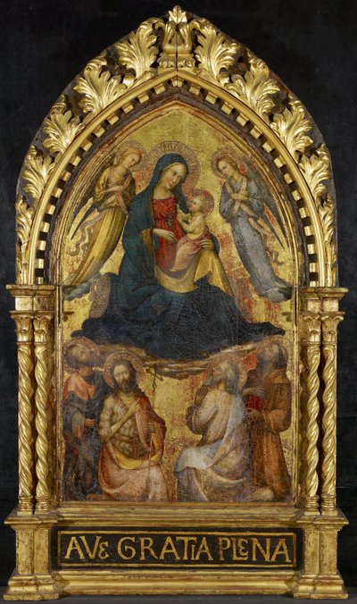 Vergine e Bambino con angeli e quattro santi, c. 1400-15 da Master of the Straus Madonna