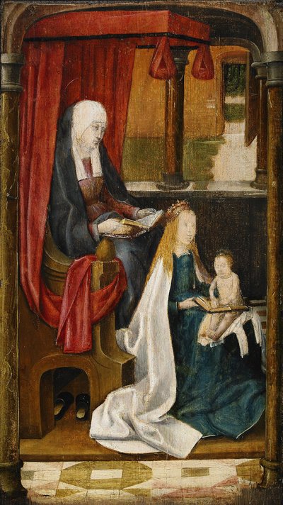 Madonna che insegna al Bambino Gesù a leggere, 1480 da Master of the View of St. Gudule