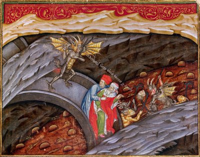 Ms 2017 f.245 Inferno di Dante con un commento di Guiniforte degli Bargigi ca. 1440 da Master of the Vitae Imperatorum