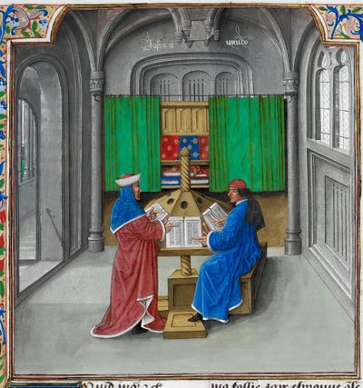 Boccaccio e Petrarca da: De casibus virorum illustrium di Giovanni Boccaccio da Master of the White inscriptions