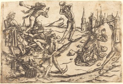 La lapidazione di Santo Stefano da Master with the Banderoles after Israhel van Meckenem