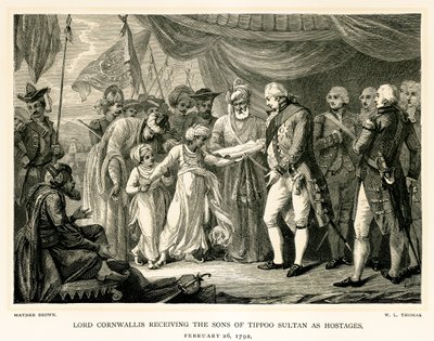 Lord Cornwallis riceve i figli di Tippoo Sultan come ostaggi da Mather Brown