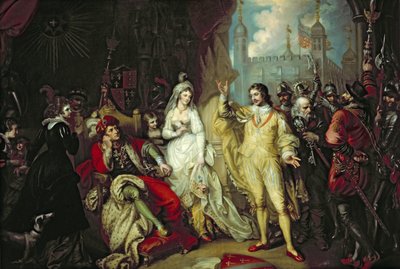 Thomas Howard, conte di Surrey, difende la sua fedeltà a Riccardo III davanti a Enrico VII dopo la battaglia di Bosworth, 1797 da Mather Brown