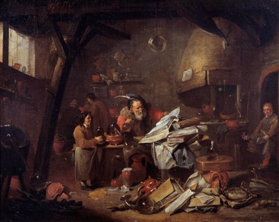 Interno di un laboratorio di alchimista da Matheus van Helmont