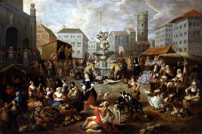 Scena di passeggio - dipinto del XVIII secolo, Musee de Tessee (Le Mans) da Matheus van Helmont
