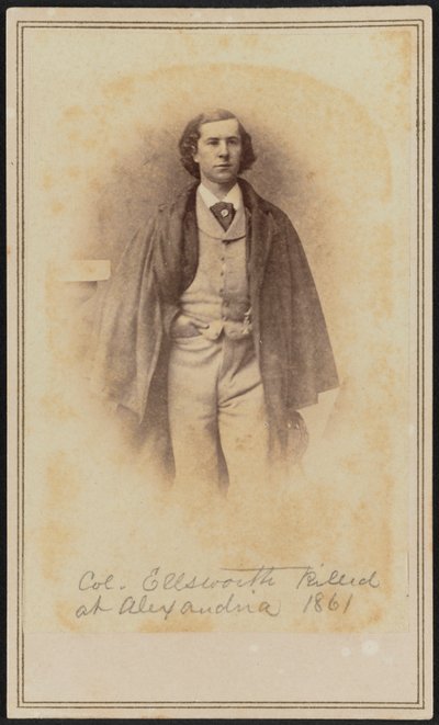 Ritratto carte-de-visite del Col. Elmer Ephraim Ellsworth, 1861 da Mathew Brady