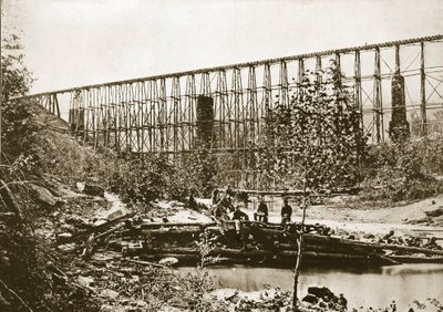 Ponte di Falling Water, Ferrovia di Nashville e Chattanooga, 1861-65 da Mathew B. Brady