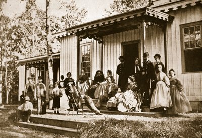 Il generale Heintzelman che intrattiene amici al campo di convalescenza, Alessandria, 1861-65 da Mathew B. Brady