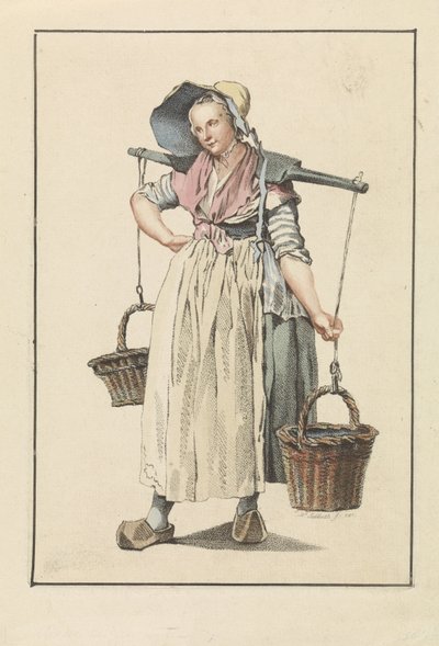 Contadina con due cesti su una giogaia da Mathias de Sallieth