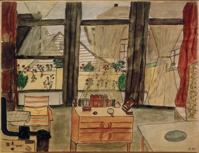 Camera da letto di Max Beckmann con tenda aperta da Mathilde Beckmann