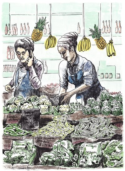 Borough Veg 2, 2013 (inchiostro su carta) da Matt Bannister
