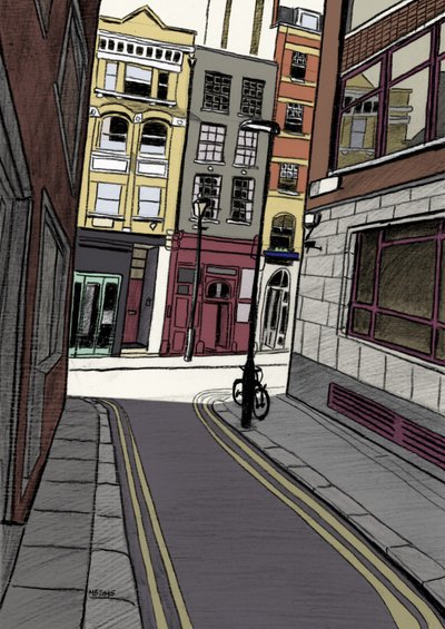 Fox and Knot Street EC1, 2015 (matita, digitale) da Matt Bannister