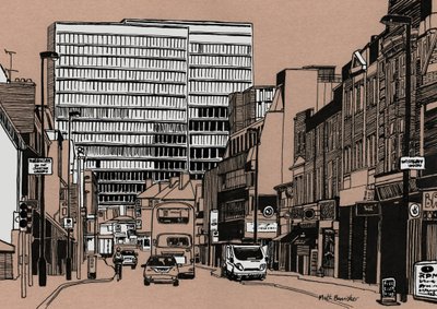 South End - Croydon, 2016 (inchiostro acrilico su tavola) da Matt Bannister