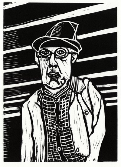 Uomo di Southwark, 2013 (linoleografia) da Matt Bannister