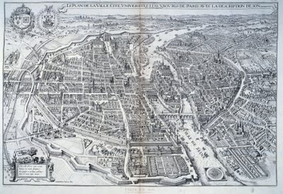 Piano di Parigi nel 1615. Incisione di Mathieu Merian da Mattaus the Younger Merian