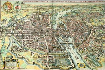 Piano di Parigi nel 1615. Incisione di Mathieu Merian da Mattaus the Younger Merian