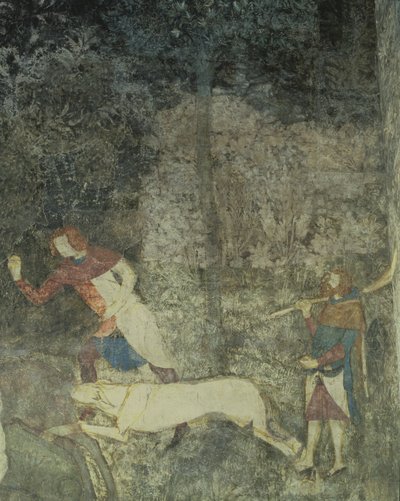 Uomini che cacciano con i cani, (dettaglio decorativo) da Matteo Giovanetti