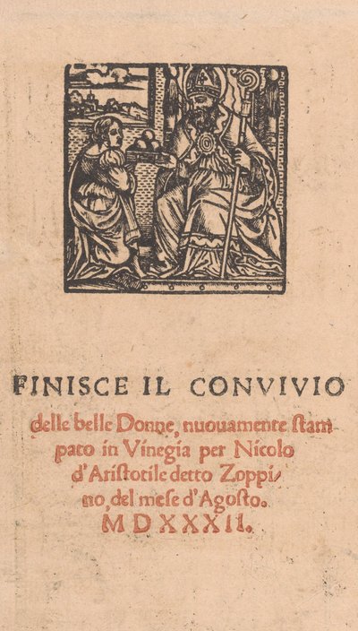 Convivio delle Belle Donne, pagina 22 verso, agosto 1532 da Matteo da Treviso