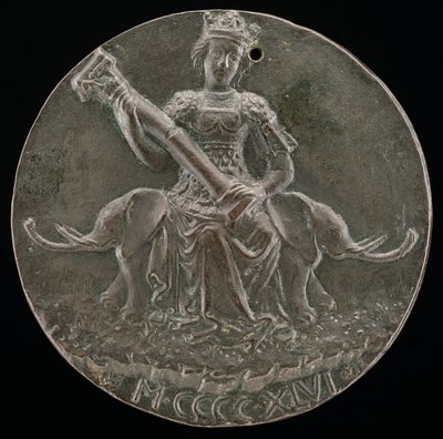Fortezza che tiene una colonna rotta (retro), 1446 da Matteo di Andrea de Pasti