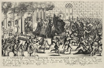Santa Caterina protegge Carlo IV durante la rivolta popolare pisana nel maggio 1355 da Matthäus Küsel