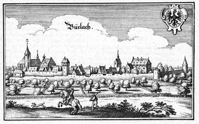 Büelach - estratto da Topographia Sueviae (Schwaben) da Matthaus Merian