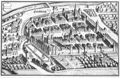 Güntzburg - estratto da Topographia Sueviae (Svevia) da Matthaus Merian