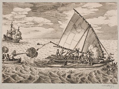 Olandesi conquistano una nave con selvaggi e bambini da Matthäus Merian d.Æ.