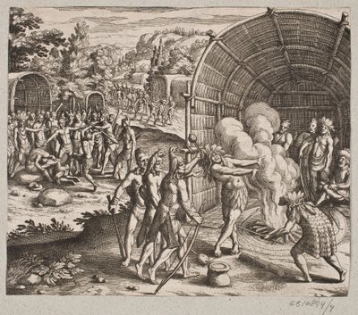 Nella dimora del re Pamukes iniziarono questa cerimonia da Matthäus Merian d.Æ.