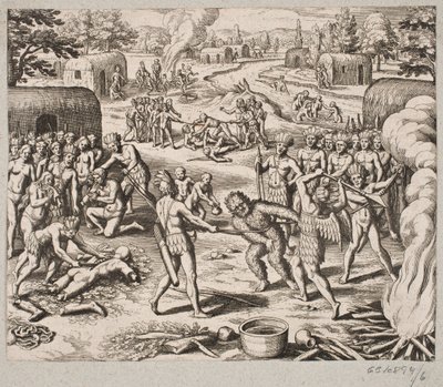 Quando catturano uno dei loro nemici, viene giustiziato e mangiato in modo barbaro e disumano da Matthäus Merian d.Æ.