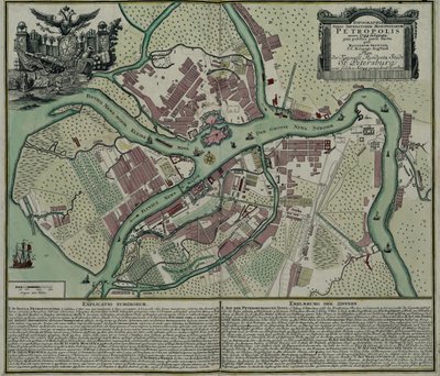 Mappa di Pietroburgo, 1744 da Matthaeus Seutter