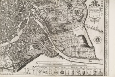 Mappa di Roma. Parte Inferiore Destra da Matthaus Greuter