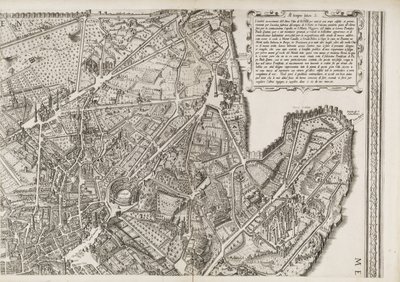 Mappa di Roma, parte in alto a destra da Matthaus Greuter