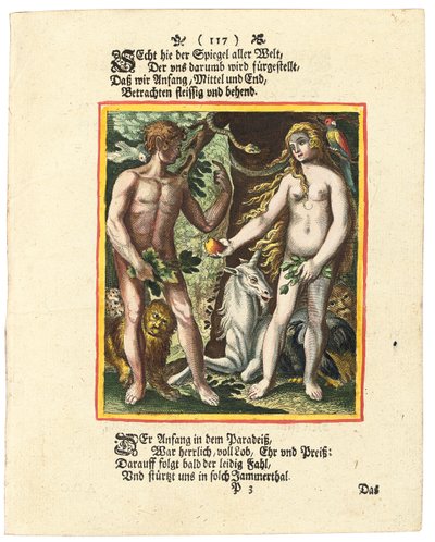 Adamo ed Eva, c.1700-1725 da Matthaus Merian