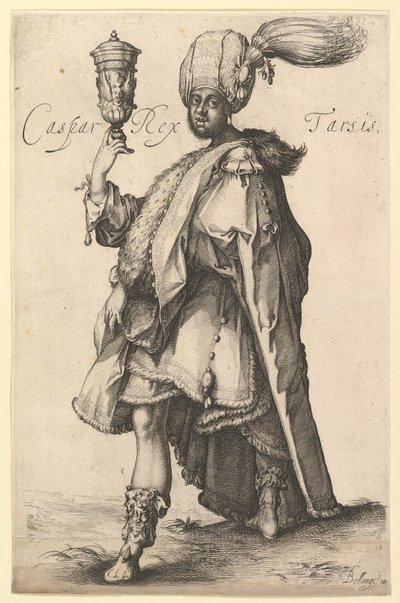 Caspar, dalla serie dei Tre Magi di Jacques Bellange, ca. 1615 da Matthaus Merian