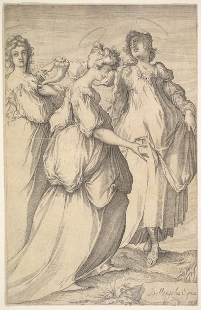 Tre figure femminili con aureola, ca. 1610-50 da Matthaus Merian