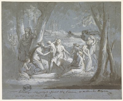 Telemaco e Calipso che giocano con un Amor da Mattheus Ignatius van Bree