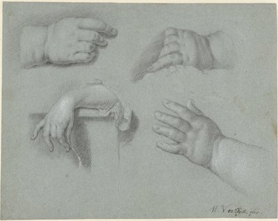 Foglio di studio con quattro mani da Mattheus Verheyden