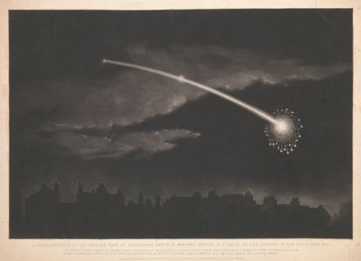 Una rappresentazione del meteorite visto a Paddington circa 12 minuti prima delle 11 di sera, l