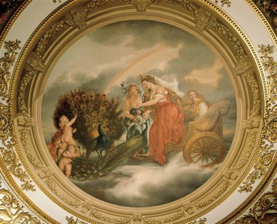 Giunone nel suo carro accompagnata da due pavoni, soffitto del Salone Elisabettiano da Matthew Cotes Wyatt