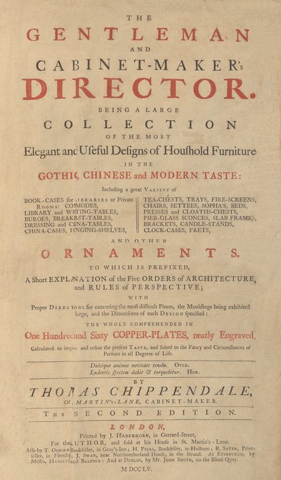 Gentleman e Direttore del Falegname, 1755 da Matthew Darly