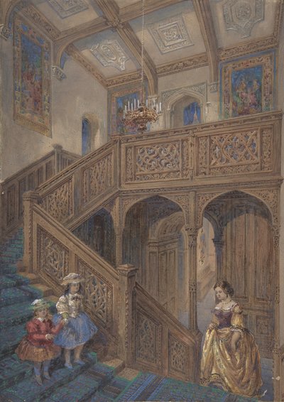 Progetto per una scala in stile giacobino recto, progetto di elemento architettonico verso, ca. 1867 da Matthew Digby Wyatt