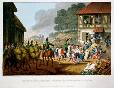 Truppe francesi in ritirata e saccheggio di un villaggio da Matthew Dubourg