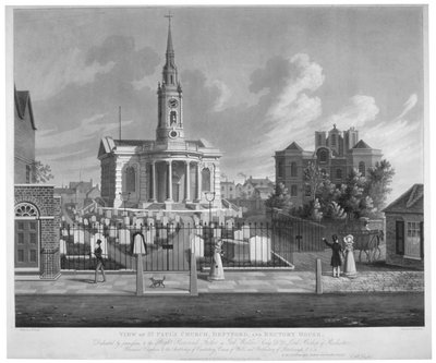 Veduta della chiesa di San Paolo, Deptford, Londra, 1822 da Matthew Dubourg
