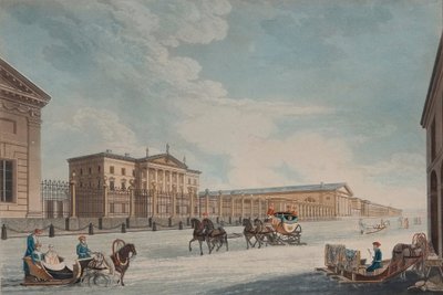 Vista della Banca Imperiale e dei negozi a San Pietroburgo, 1815 da Matthew Dubourg