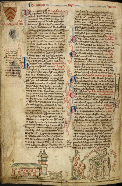 Abbazia di Westminster e il Santuario di San Edoardo; a destra, Papa Innocenzo IV al Concilio di Lione, illustrazione da 