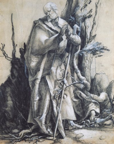 San Giovanni nella foresta, ca 1515, di Matthias Grünewald, gesso nero su carta. Germania da Matthias (c.1480 1528) Grunewald