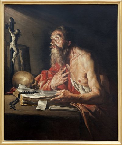 San Girolamo, Dipinto a olio su tela di Mathias Stomer (Matthias Stom) (1600-dopo 1650) - Fotografia, KIM Youngtae, Nantes, Museo delle Belle Arti di Nantes da Matthias (c.1600 p.1650) Stomer