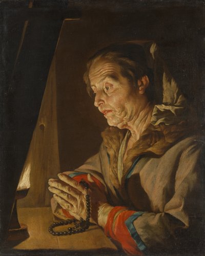 Vecchia donna che prega, fine anni 1630 o inizio anni 1640 da Matthias Stomer