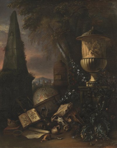 Vanitas. Natura morta in un paesaggio da Matthias Withoos